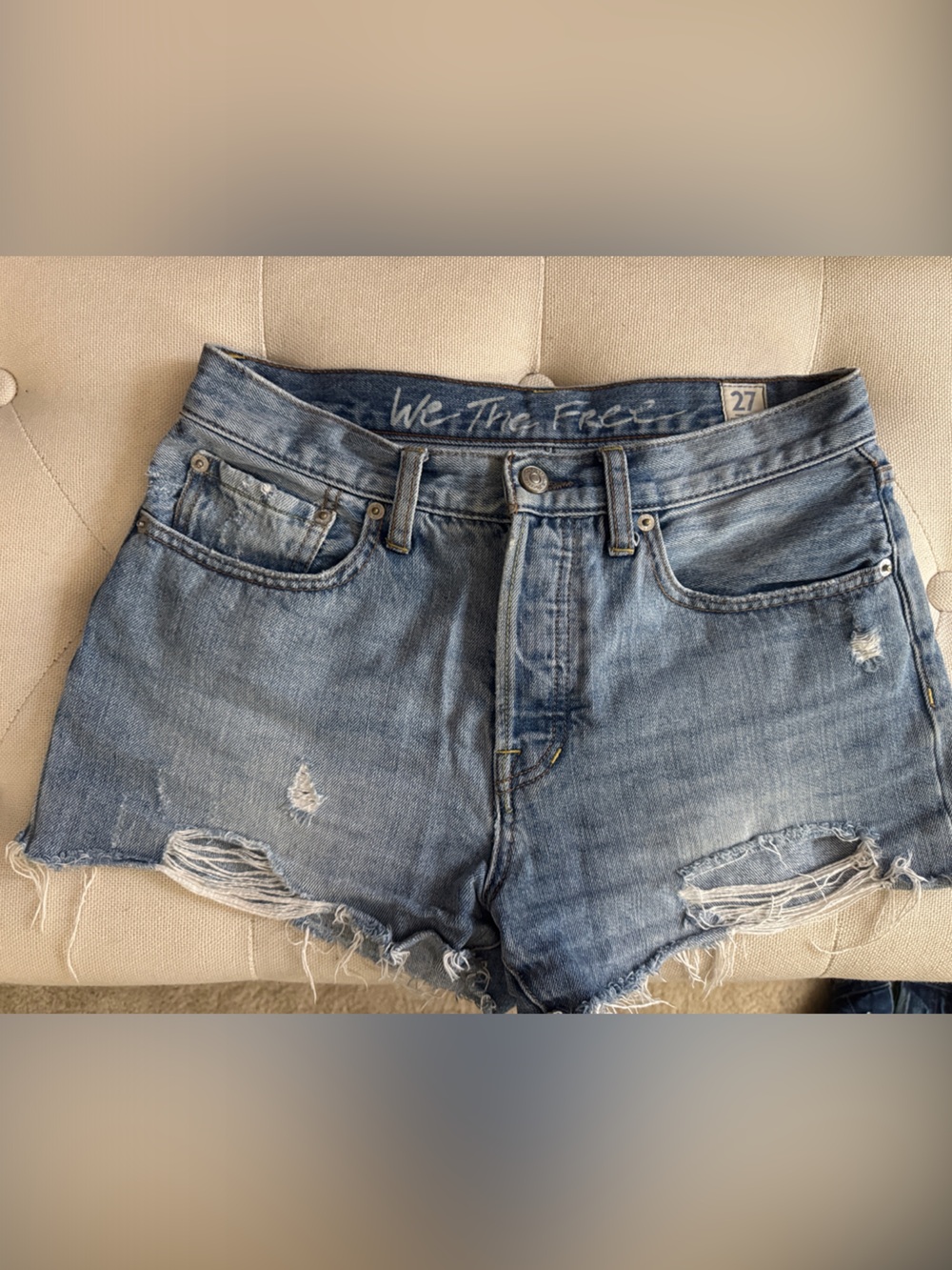 Women's Distressed Light Blue Denim Shorts